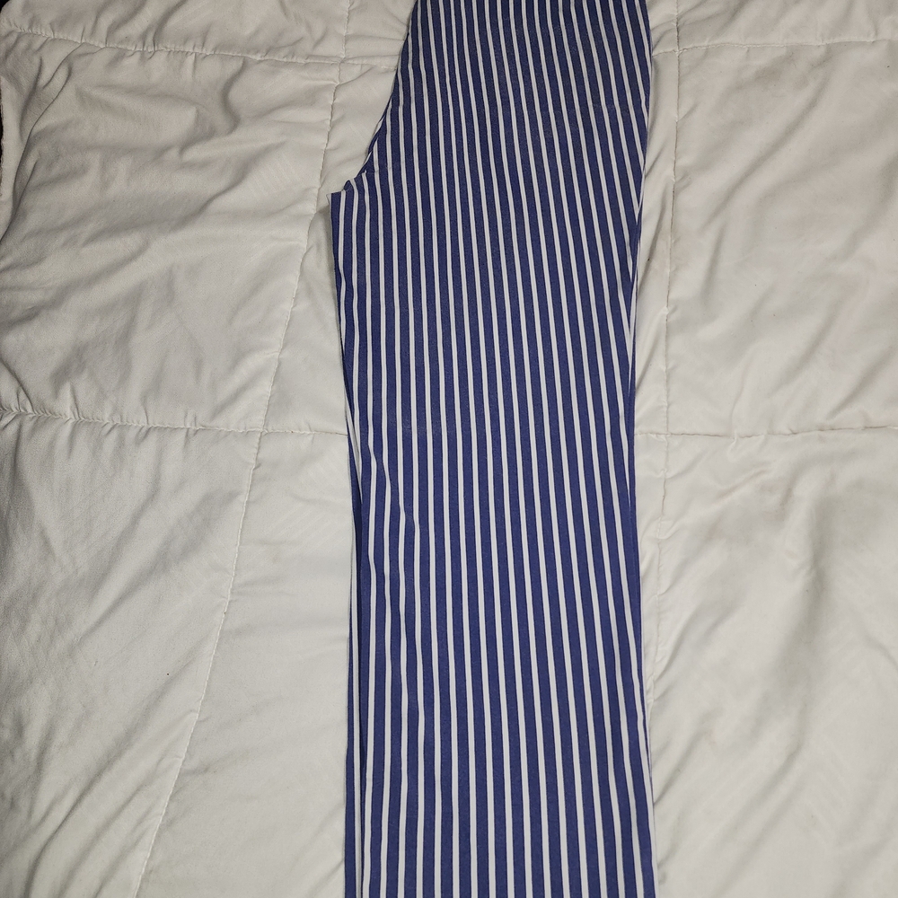 Striped Blue And White Cropped Pants, Coastal Chic Preppy - Picture 4 of 5